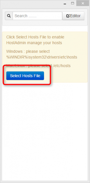 HostAdmin App Select hosts file